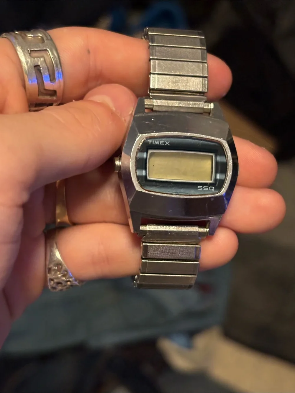 Timex SSQ Digital Stainless Steel Watch - Silver